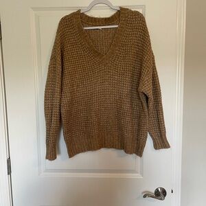 American Eagle Outfitters Tan V-Neck Sweater